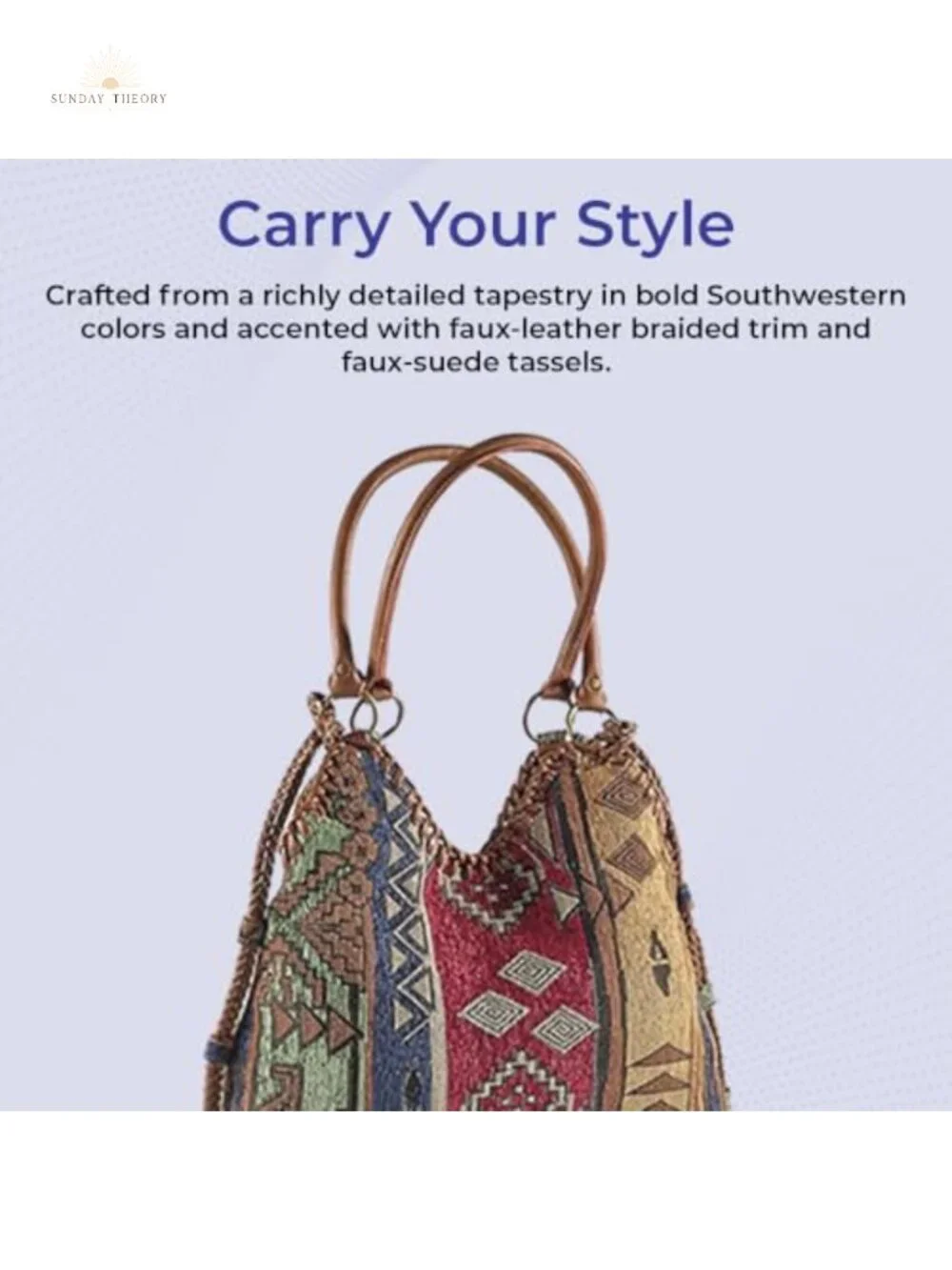 Tapestry Slouchy Hobo Bag with Snap Closure, Faux Leather Trim, Lined Interior